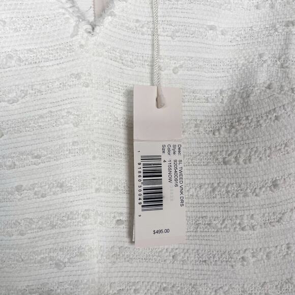 Rebecca Taylor 4 Snow Tweed V Neck Sleeveless Dress Striped Motif Cotton White - Picture 10 of 16